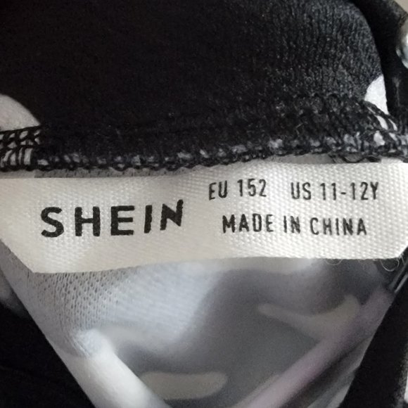 Girls Mock-Neck Self-Belted Polka Dot Dress Size:11/12 Color: Black and White - Picture 3 of 7